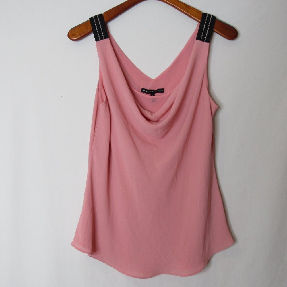 White House Black Market Pink Cowl Neck Sleeveless Blouse Tank Top Women's L - Picture 6 of 8